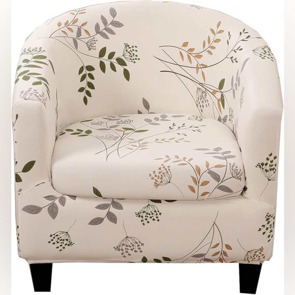 Elegant Botanical Accent Chair in Cream and Green